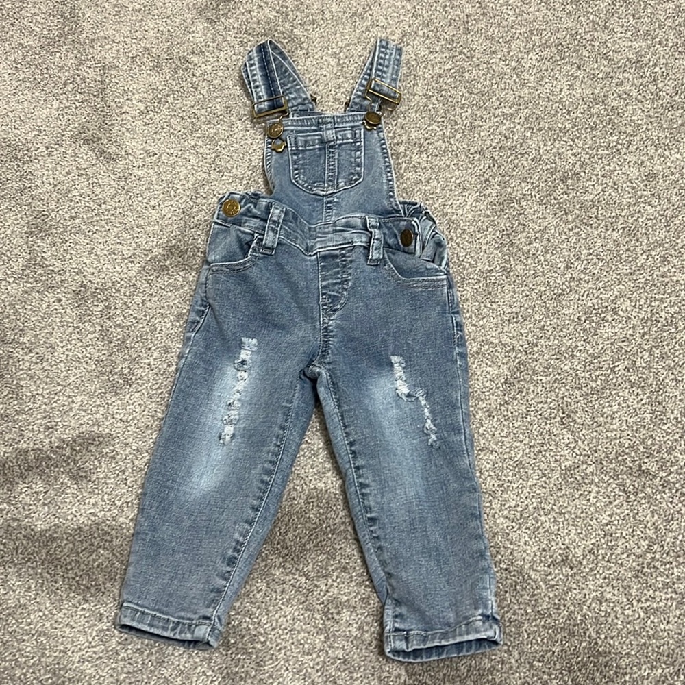 Little Bipsy Brand Distressed Overalls 12-18m